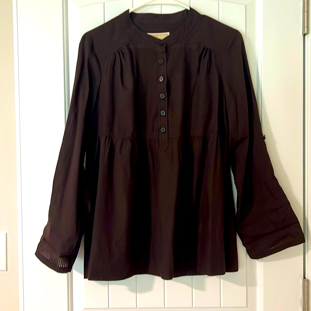 NWOT Michael Kors, Sz PM, cottage core, chocolate, brown, blouse, cotton